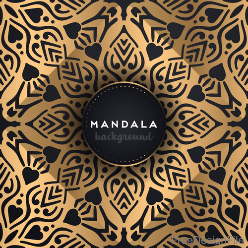Golden mandala pattern decor background vector 04