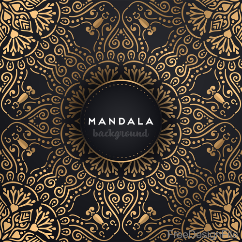 Golden mandala pattern decor background vector 05