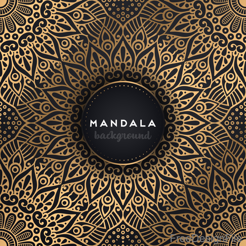 Golden mandala pattern decor background vector 06