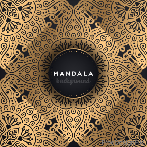 Golden mandala pattern decor background vector 08