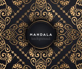 Golden mandala pattern decor background vector 09