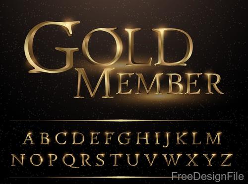 Golden memeber alphabet vector