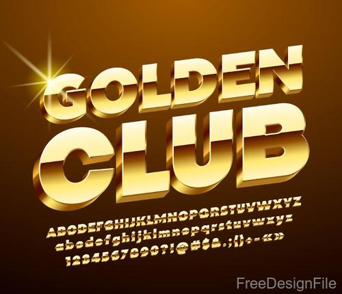 Golden metal numbers with alphabet shiny vector
