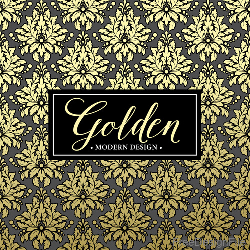 Golden oranments pattern elements vectors 03