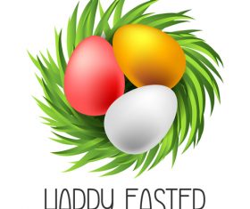 Grass with easter egg design vector 01