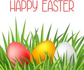 Grass with easter egg design vector 02