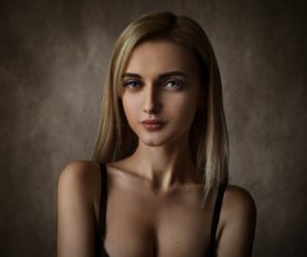 Gray eyes blonde women portrait Stock Photo