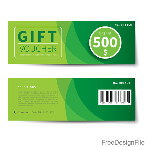 Green gift voucher design vector