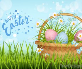 Green grass with easter festival vector