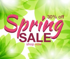 Green leaves with spring sale background vector