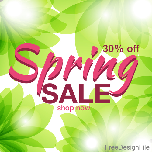 Green leaves with spring sale background vector