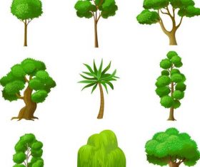 Green tree illustration vector set 03