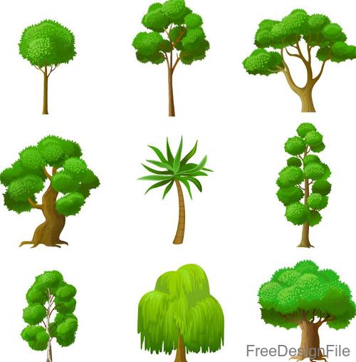 Green tree illustration vector set 03
