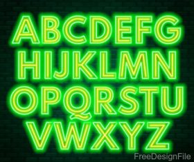 Green with yellow neon alphabet vector