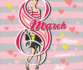Greeting card with 8 March womens Day vector 01
