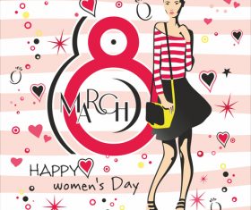 Greeting card with 8 March womens Day vector 02