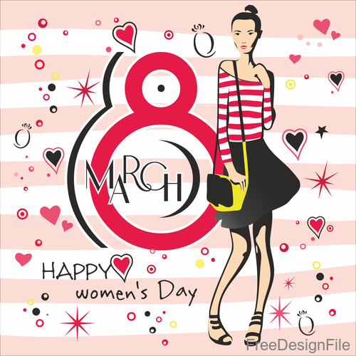 Greeting card with 8 March womens Day vector 02
