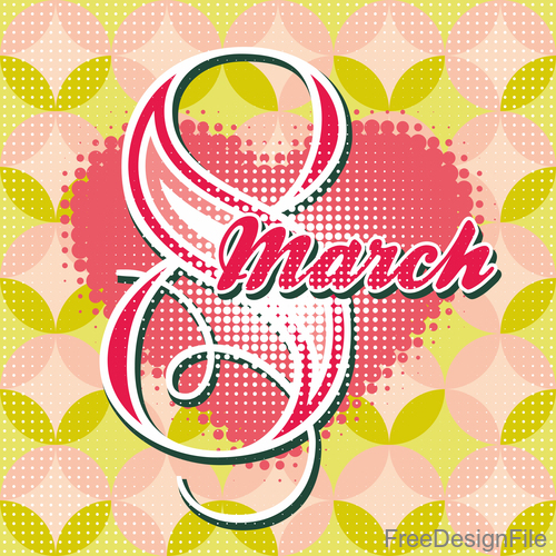 Greeting card with 8 March womens Day vector 03