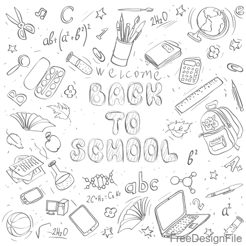 Hand drawn back to school pattern vectors 03