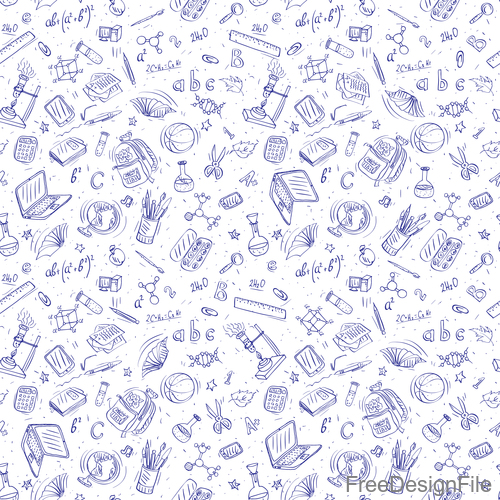 Hand drawn back to school pattern vectors 05
