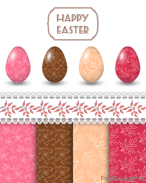 Hand drawn pattern with easter egg vector