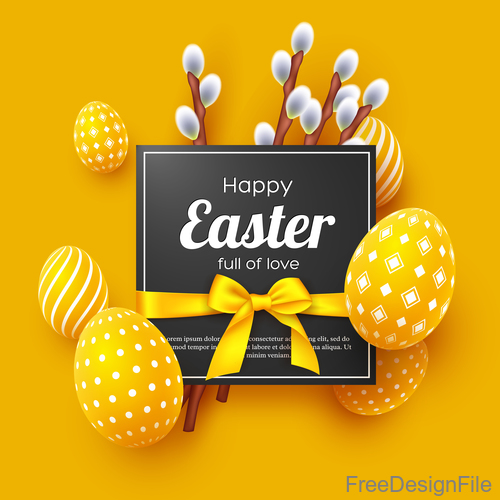 Happpy easter festival card yellow vector
