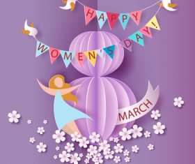 Happy 8 March women day and purple background vector