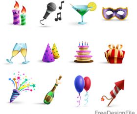 Happy birthday festive gifts elements vector 01