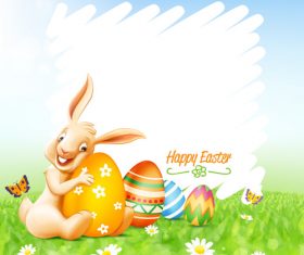 Happy easter background with funny rabbit vector