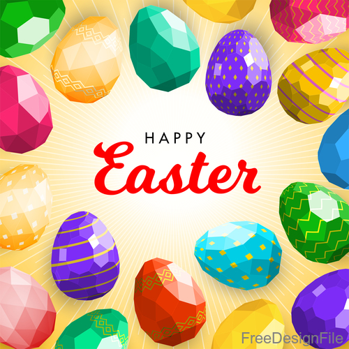 Happy easter background with geometry easter egg vector
