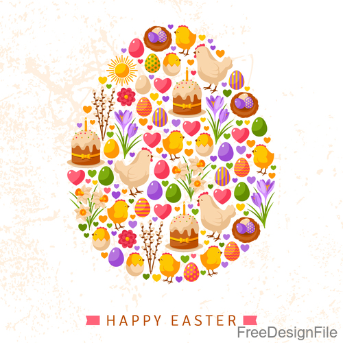 Happy easter egg design vector