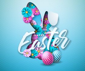 Happy easter festival egg with flower design vector 04