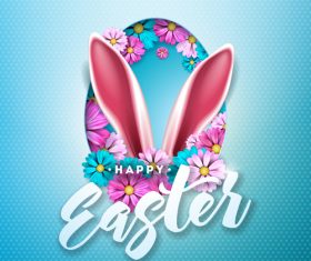 Happy easter festival egg with flower design vector 06