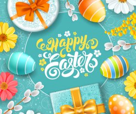 Happy easter festival elements vector