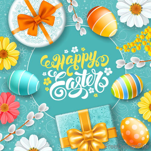 Happy easter festival elements vector