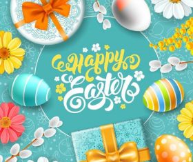Happy easter with easter gift boxs design vector