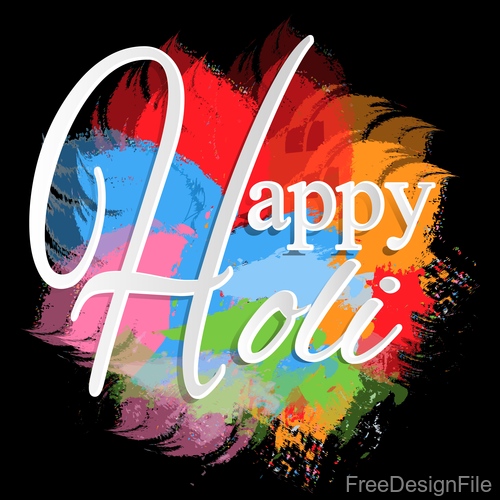 Happy holi festival background with paint brush vector