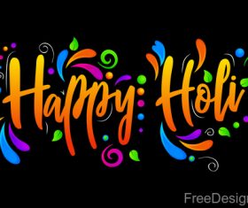 Happy holi festival text design vector