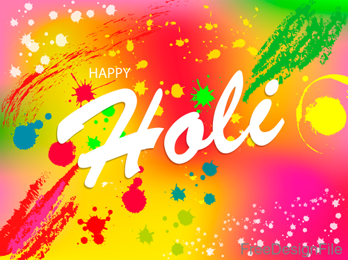 Happy holi festival with paint grunge vector