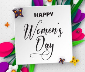 Happy women day card with beautiful flowers vector 02