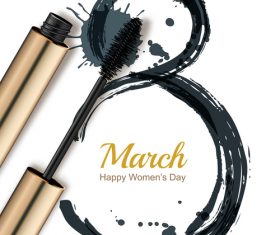 Happy women day with mascara vector