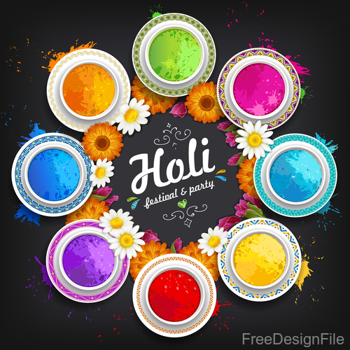 Holi festival party background vector design