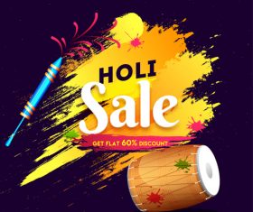 Holi festival sale discount background vectors
