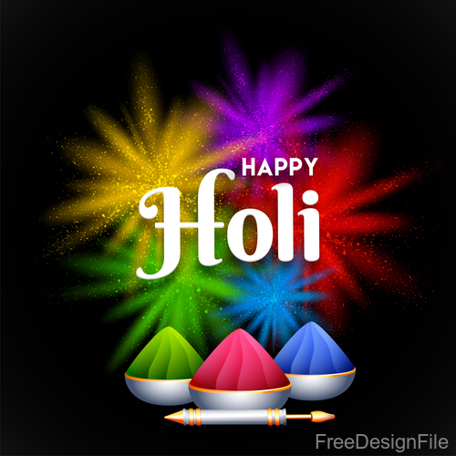 Holi festival with shiny colored backgorund vector
