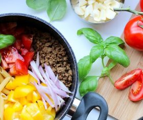Home-made vegetarian pasta Stock Photo