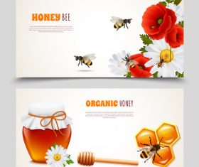 Honey with bee banners vectors design 02