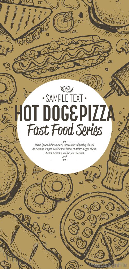 Hot doy with pazza vertical banner vector