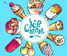 Ice cream frame design vector