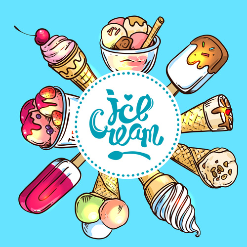 Ice cream frame design vector