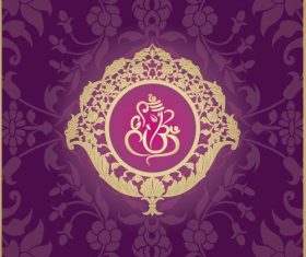 Indian traditional style purple decorative background vector 01